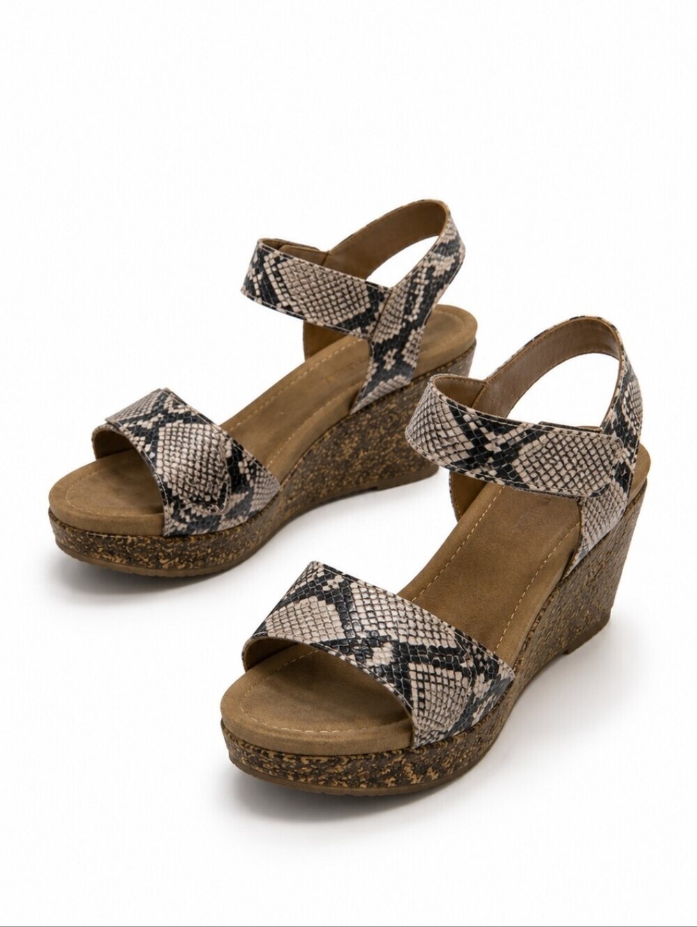Madden Girl Snake Print Wedge Sandals Ankle Strap Platform Size 7